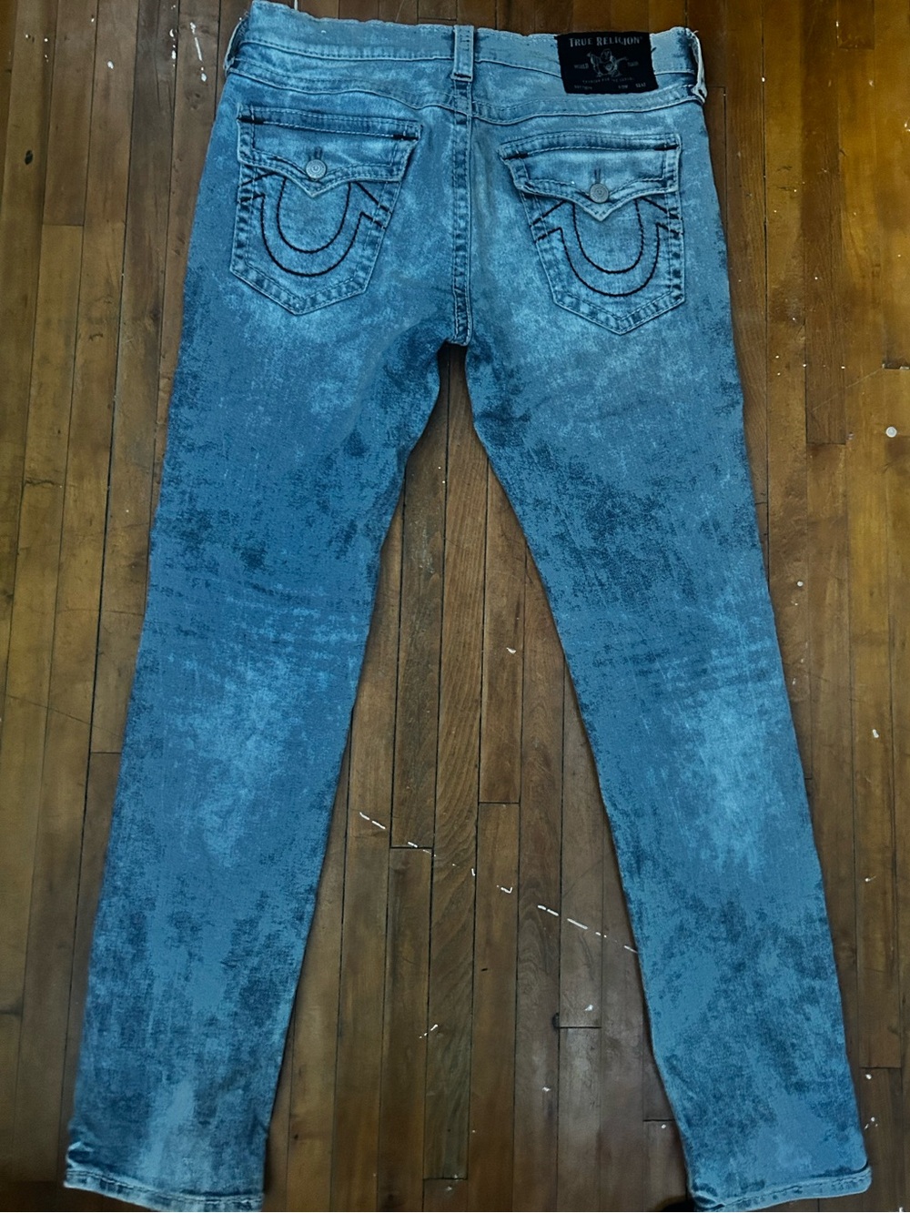 True Religion Rocco Men’s Distressed Blue relaxed Skinny Jeans